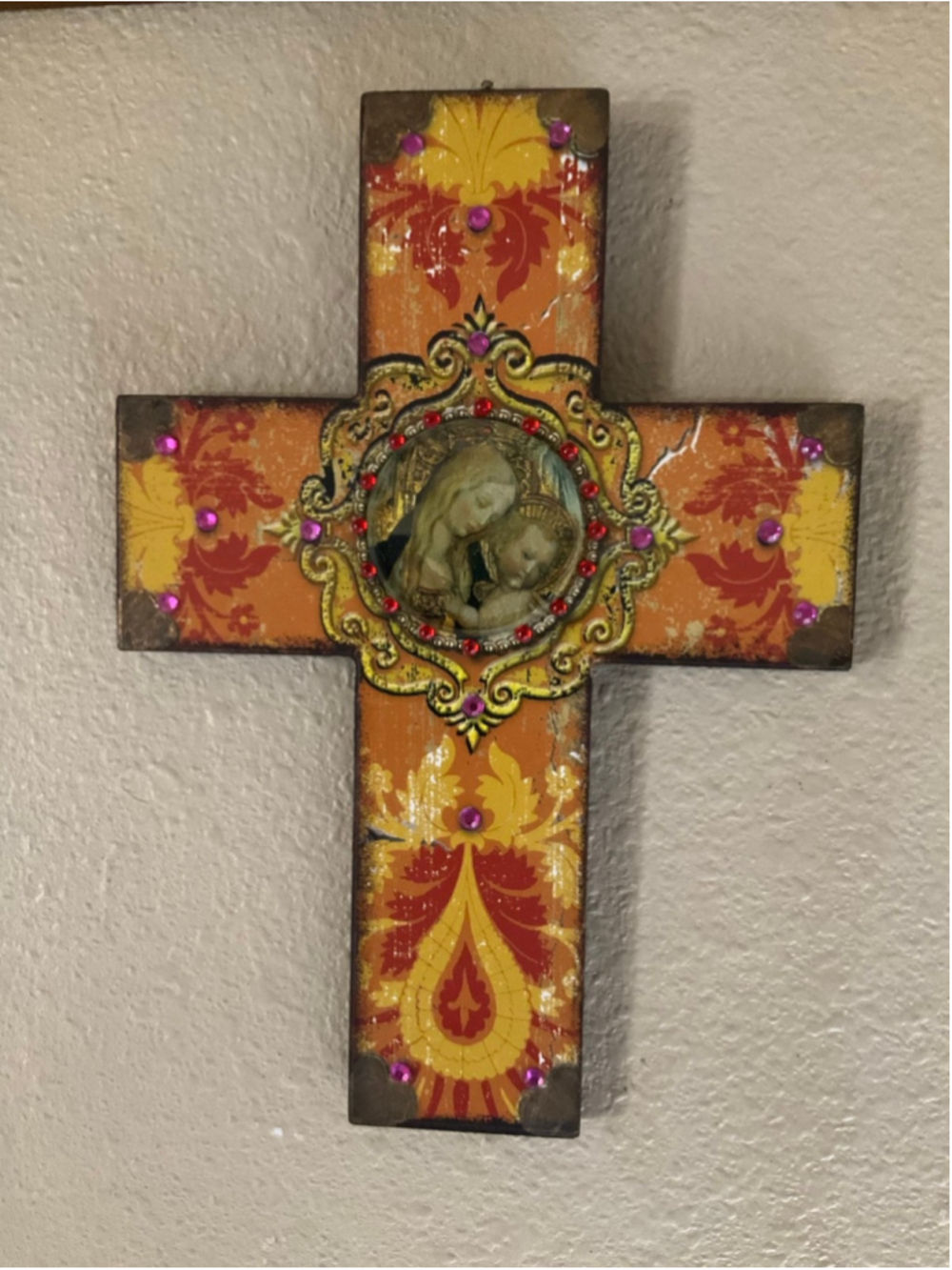 Madonna Child Cross Wall Decor Heaven & Nature DEMDACO Linda Morton